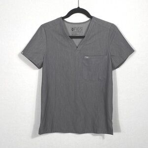 Figs Catarina One Pocket Charcoal V-Neck Tee size XS